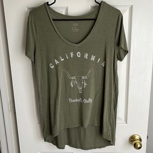 Green boxy California Coachella valley shirt